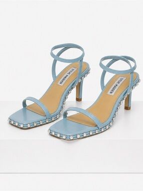 Steve Madden Light Blue Rhinestone Strap Heels